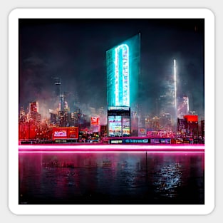 Neon New York Skyline - best selling Sticker